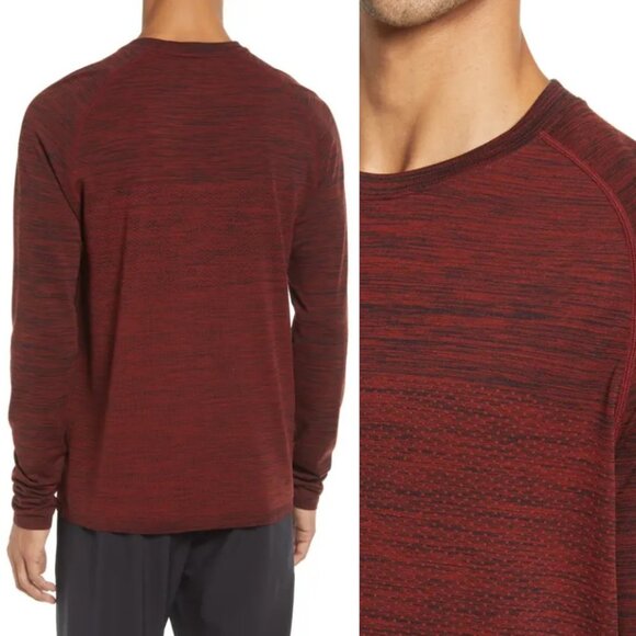 NEW Nordstrom 2021 Zella Seamless Long Sleeve‎ T-Shirt Size Small Rust Red Top S - Picture 2 of 11